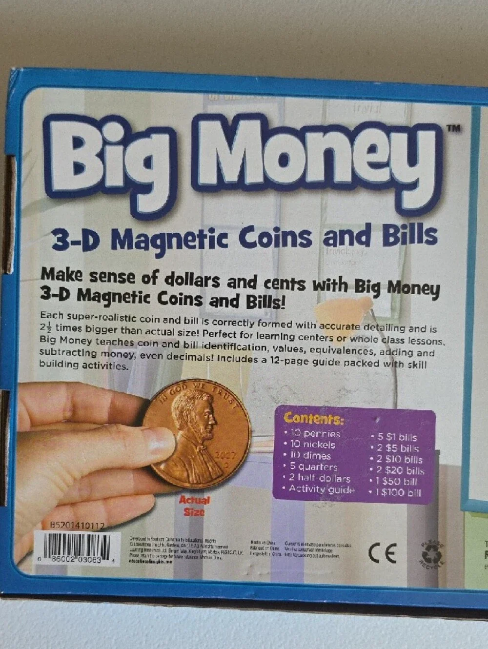 Big Money 3-D Magnetic Coins and Bills - Homeschool - Math